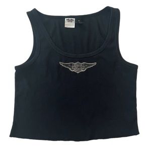 Vintage Harley Davidson Cutoff Crop Tank-top